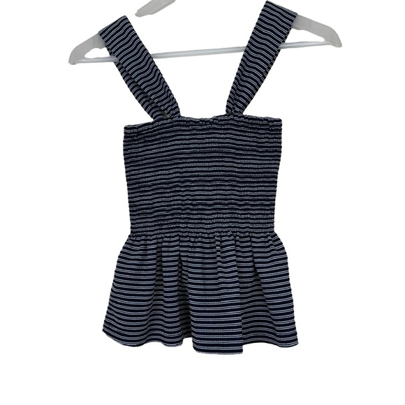 Madewell Texture & Thread Smocked Peplum Tank Top in Stripe Size XXS - Picture 6 of 14